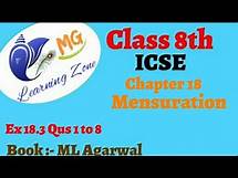 Video thumbnail for Class 8th ICSE Math Ch 18 Mensuration Ex 18.3 Qus 1 to 8