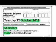 Video thumbnail for Pearson Edexcel International A level chemistry unit 3 October 2019