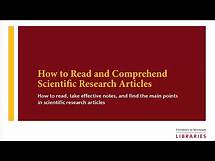 Video thumbnail for Tutorial: How to Read and Comprehend Scientific Research Articles