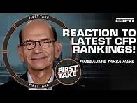 Video thumbnail for Paul Finebaum’s BIGGEST TAKEAWAYS from latest CFP Rankings 🏈🍿 | First Take