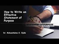 Video thumbnail for How to Write an Effective Statement of Purpose (SOP)