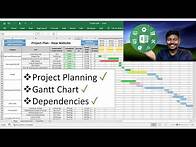Video thumbnail for Project planning on Excel with Gantt chart and Dependency arrows. Download template