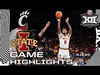 Video thumbnail for #13 Cincinnati vs. #5 Iowa State Game Highlights | 2025 Phillips 66 Big 12 MBB Championship