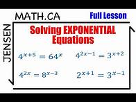 Video thumbnail for 7.1 Solving EXPONENTIAL Equations (full lesson) | grade 12 MHF4U | jensenmath.ca