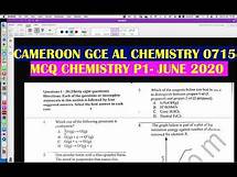 Video thumbnail for CAMEROON GCE A/L CHEMISTRY PAPER 1 JUNE 2020