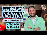Video thumbnail for Paper 1 Reaction + Predictions for Paper 2: A-Level Maths Exams 2024 [Edexcel] 📝