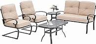 Video thumbnail for Incbruce 5 Piece Wrought Iron Patio Furniture Set Metal Outdoor Conversation Sets (Loveseat, Coffee Table and Bistro Table, 2 Spring Chair) with Cushion (Brown)