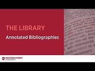 Video thumbnail for Annotated Bibliographies: What they are and how to prepare one