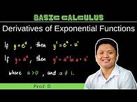 Video thumbnail for Derivatives of Exponential Functions | Formulas and Sample Problems | Basic Calculus