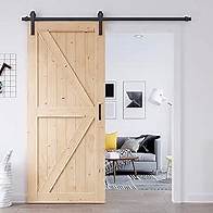 Video thumbnail for EaseLife 36in x 84in Sliding Barn Door with 6.6FT Barn Door Hardware Kit & Handle Included,DIY Assemblely,Easy Install,Apply to Interior Rooms & Storage Closet,K-Frame,Natural
