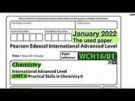 Video thumbnail for Pearson Edexcel International A level chemistry unit 6 January 2022 the used paper