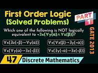 Video thumbnail for First Order Logic (Solved Problems) - Part 1