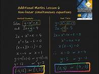 Video thumbnail for 6. Non linear Simultaneous Equations. Additional Maths OCR FSMQ