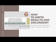 Video thumbnail for How to write results and discussion? | Quantitative Method