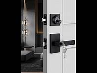 Video thumbnail for goldenwarm Black Door Handle with Deadbolt, Square Contemporary Matte Black Exterior Door Lock Set
