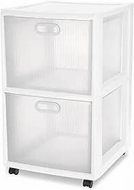 Video thumbnail for Sterilite 2 Pack Ultra 2 Drawer Storage Cart, Plastic Rolling Filing Organizer with Wheels, White