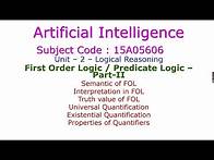 Video thumbnail for Semantic of First Order Logic (FOL)-Artificial Intelligence-Logical Reasoning-Unit – 2 -15A05606