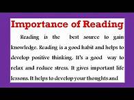 Video thumbnail for Importance of Reading speech / essay on importance of Reading in English Paragraph on reading