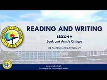 Video thumbnail for Lesson 9: Book and Article Critique | Reading and Writing
