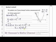 Video thumbnail for WMA11/01 (Edexcel) IAL P1 January 2021 IAL Q4 Straight Line Graphs , Quadratics