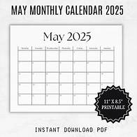 Video thumbnail for Dated May 2025 Monthly Calendar | Printable Blank May 2025 Calendar Page | Minimalist Monthly Calendar 2025 Printable | Monday Start - Etsy