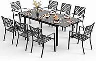 Video thumbnail for PHI VILLA 9 Pieces Outdoor Dining Set for 8, Expandable Metal Table & Stackable Wrought Iron Dining Chairs – Dining Furniture Set for Patio, Garden, Deck, Porch, and Yard