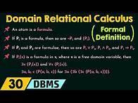 Video thumbnail for Domain Relational Calculus (Formal Definition)