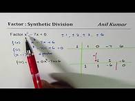 Video thumbnail for Factor x^3 - 7x + 6 using Synthetic Division and Factor Theorem