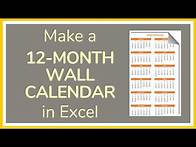 Video thumbnail for How to Make a 12 Month Wall Calendar in Excel - Tutorial 📆