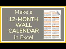 Video thumbnail for How to Make a 12 Month Wall Calendar in Excel - Tutorial 📆