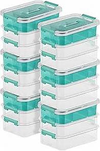 Video thumbnail for Sterilite 6 Pack Plastic Storage Box Container, 3 Layer, Stack and Carry, Clear/Blue