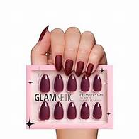 Video thumbnail for Glamnetic Press On Nails - Merlot | Matte Short Almond Dark Red Nails with Glossy French Tips | 15 Sizes - 30 Nail Kit with Glue