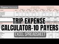 Video thumbnail for Trip Expense Calculator Excel Spreadsheet - up to 10 payers