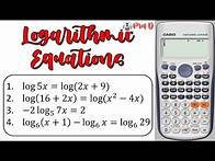 Video thumbnail for Solving Logarithmic Equations | Calculator Techniques | General Mathematics | Grade 11