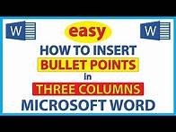 Video thumbnail for Microsoft Word: How To Add Three Columns Of Bullet Points In Word | 365 |