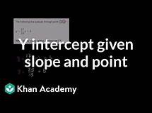 Video thumbnail for Finding y intercept given slope and point | Algebra Basics | Khan Academy