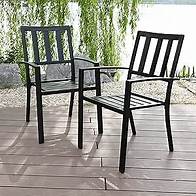 Video thumbnail for MFSTUDIO 2 Piece Patio Wrought Iron Dining Seating Chair - Supports 300 LBS,(Black)