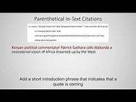 Video thumbnail for MLA In Text Citation Format in 3 Minutes