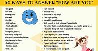 Video thumbnail for 50  Ways to Respond to "How Are You?" in English • 7ESL
