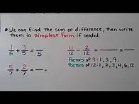 Video thumbnail for 4th Grade Math 7.5, Add & Subtract Fractions with Like Denominators