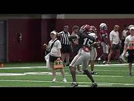 Video thumbnail for Alabama freshman QB Jalen Milroe shows off his MASSIVE arm at practice