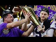 Video thumbnail for Joe Burrow, Ed Orgeron react to LSU defeating Clemson in championship | College Football on ESPN