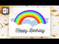 Video thumbnail for Happy Birthday 🎉 🌈 card in Microsoft Word - simple tutorial for beginners, easy to follow, rainbow