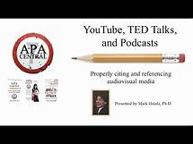 Video thumbnail for APA Style 7th Edition - YouTube, TED Talks, Podcasts, and Citing Audiovisual Media - APA Simplified