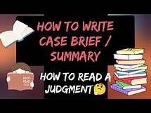 Video thumbnail for CASE SUMMARY | CASE BRIEF | HOW TO UNDERSTAND JUDGMENT | HOW TO WRITE A CASE SUMMARY OR CASE BRIEF