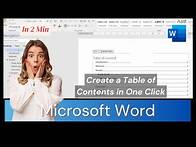 Video thumbnail for How to Create a Table of Contents in Microsoft Word: In 2 minutes