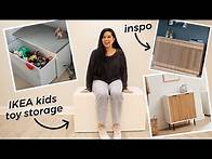 Video thumbnail for COMPLETELY TRANSFORMING IKEA TOY STORAGE INTO A MID-CENTURY MODERN SLATTED WOOD BENCH | DIY Hack