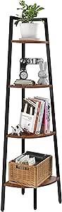 Video thumbnail for Yoobure 4-Tier Corner Bookshelf with Metal Frame - Ladder Display Shelf for Bedroom and Living Room, Tall Wood Corner Bookcase and Plant Stand