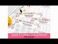 Video thumbnail for Printable Floral Calendar 2025 Templates with Holidays - VL Calendar