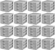 Video thumbnail for Sterilite Medium Weave 3 Drawer Storage Unit Versatile Organizer Plastic Container for Home Desktop, Countertops, and Closets, Cement Gray, 16-Pack